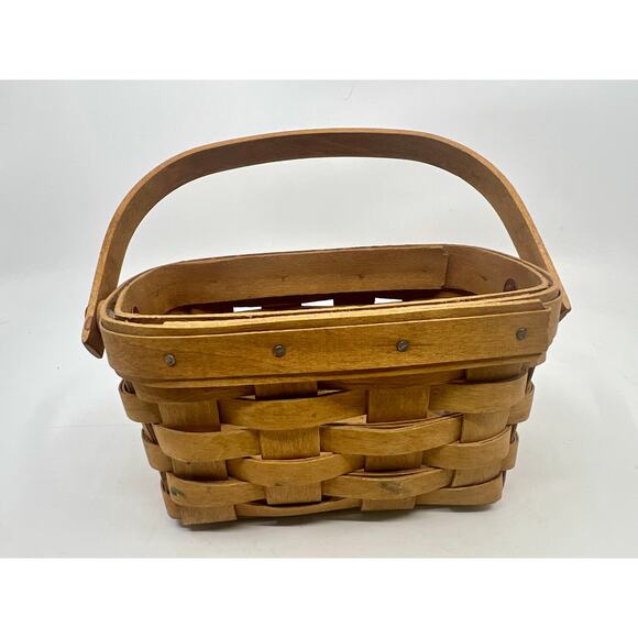 VINTAGE LONGABERGER SMALL RECTANGLE 5.5 X 4 X 3.25 BASKET W/HANDLE 2004 - Picture 1 of 3